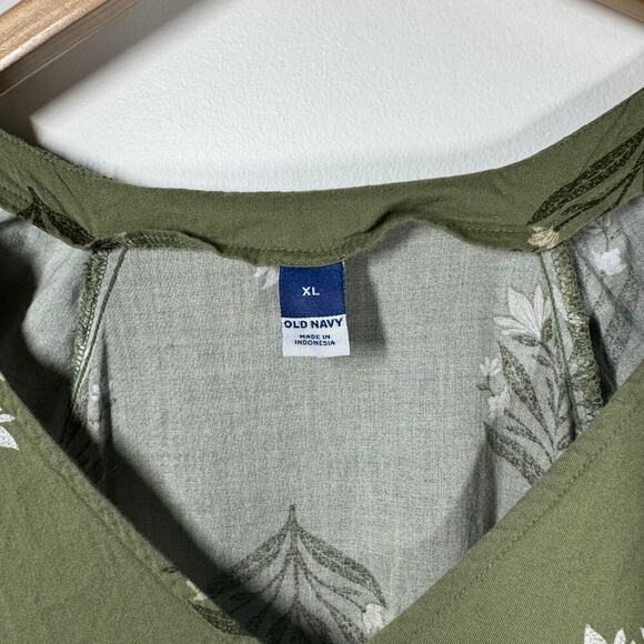 Old Navy Plus Size Dress Women XL Green Floral Pocket Spring Peasant Tiered - Picture 5 of 8